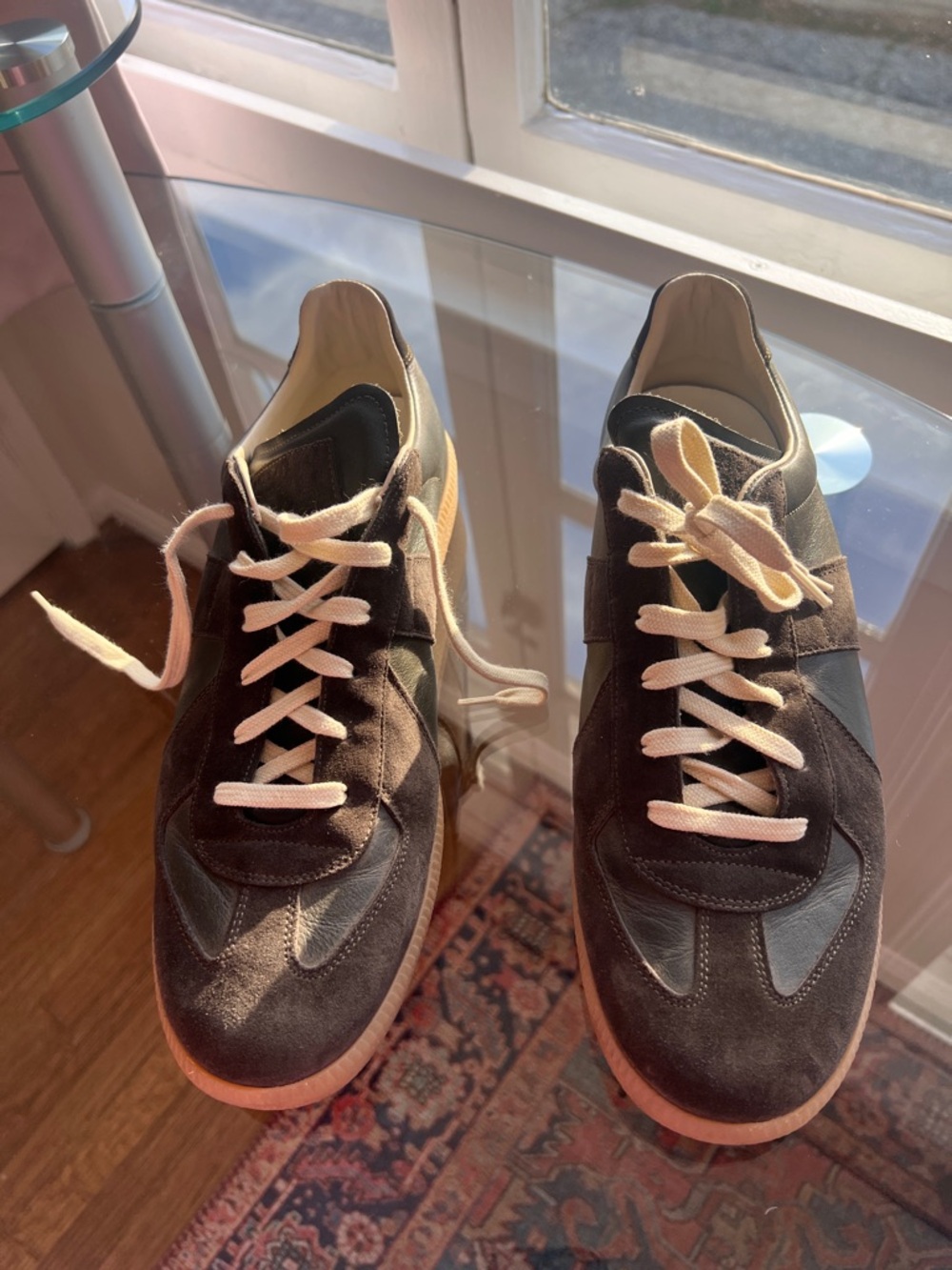 Maison Martin Margiela Brown & Cream Leather Suede Sneakers - 70s replica - Picture 3 of 8
